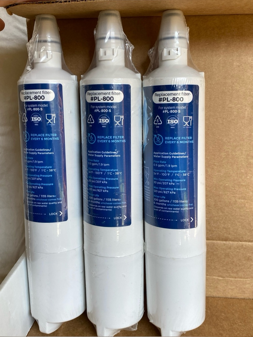 3 Pureline Refrigerator Replacement Water Filters PL-800